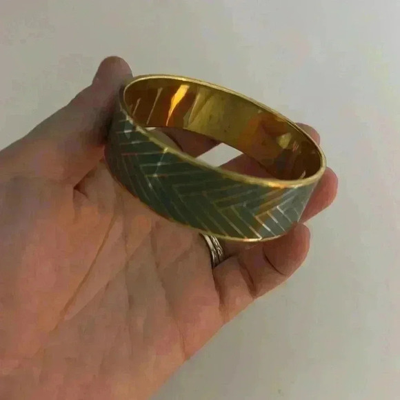 J. Crew Jewelry - J crew bangle bracelet gold and green